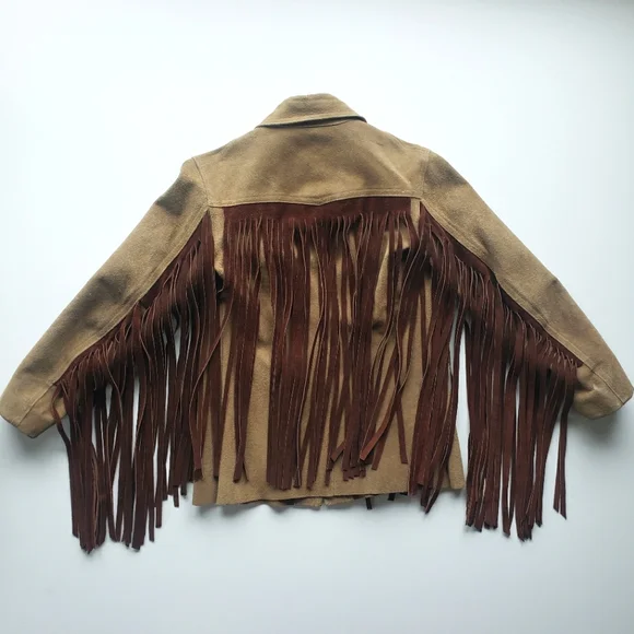 Vintage leather fringe western jacket, size small - Picture 4 of 9